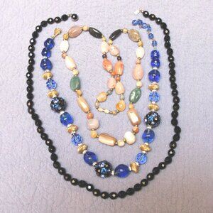 3 NECKLACES, CRYSTAL/STONE, GEMSTONE, VINTAGE CHARM AND BEAUTY